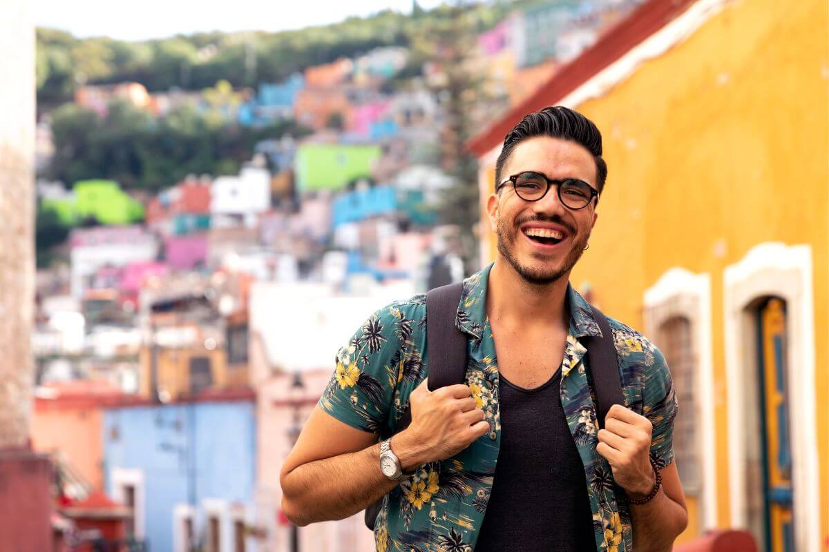 An image of a tourist man. 