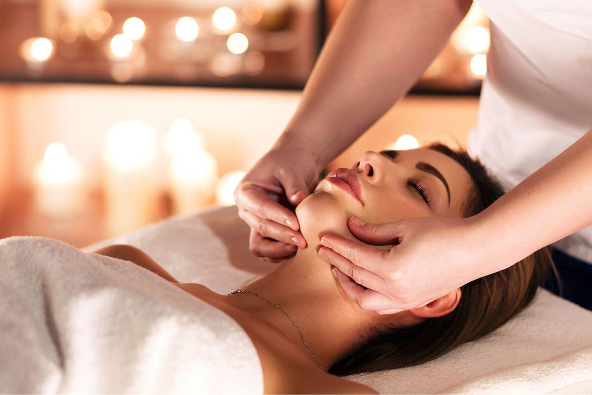 An image of a woman relaxing at the spa.