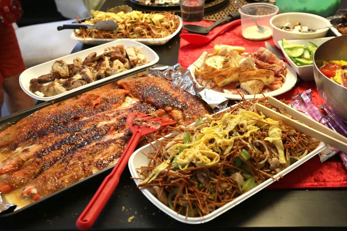 A picture shows food on the table.