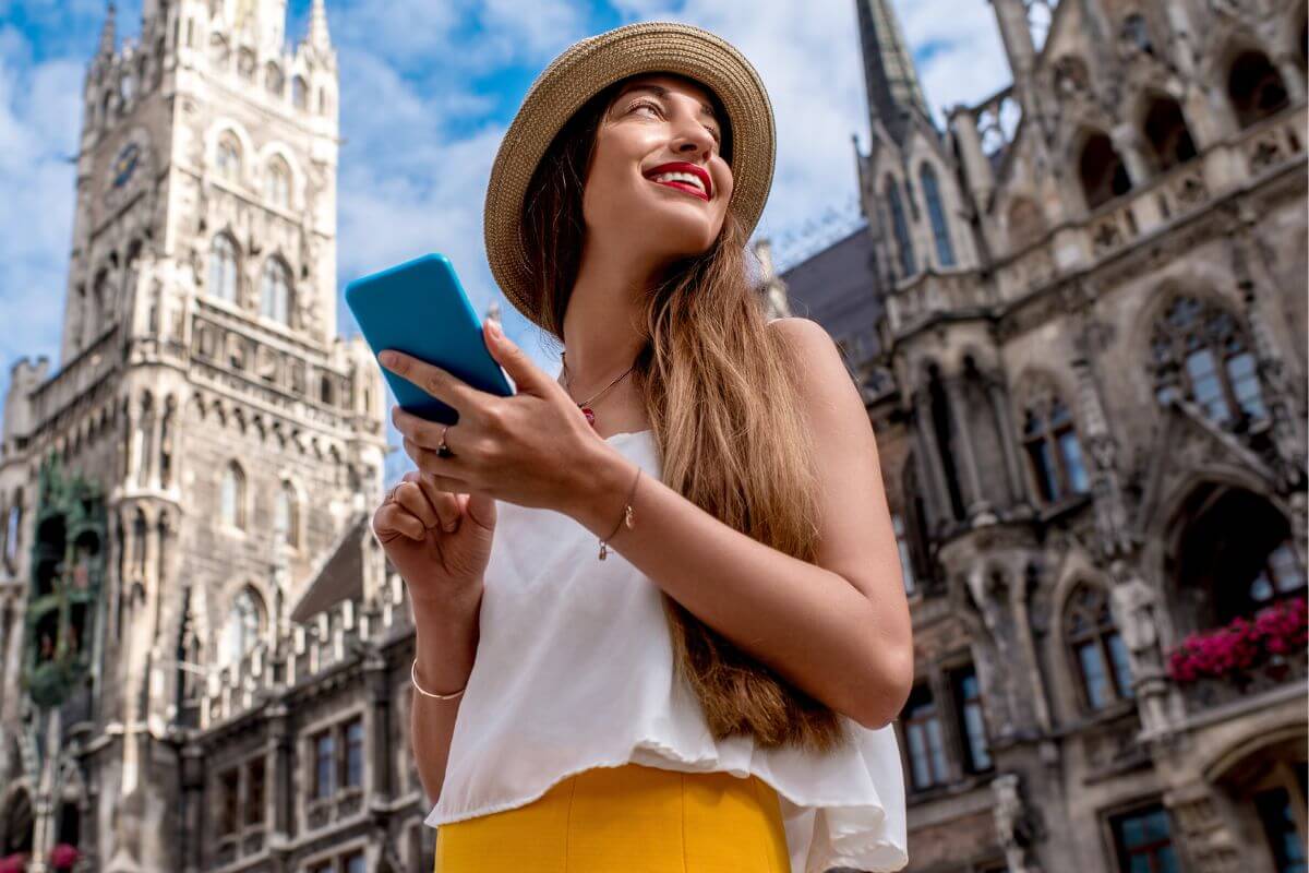 A picture of a woman traveling.