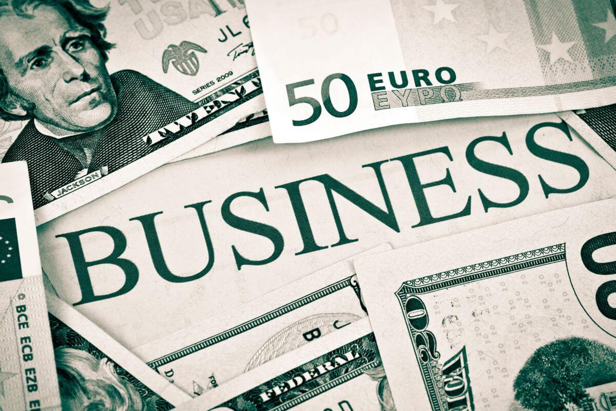 An image of money and business wording.