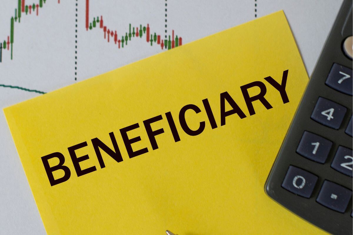 A picture shows a paper with beneficiary wording.