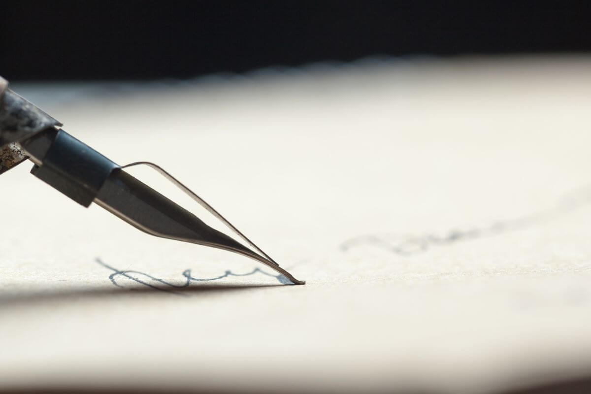 A picture of someone writing something.