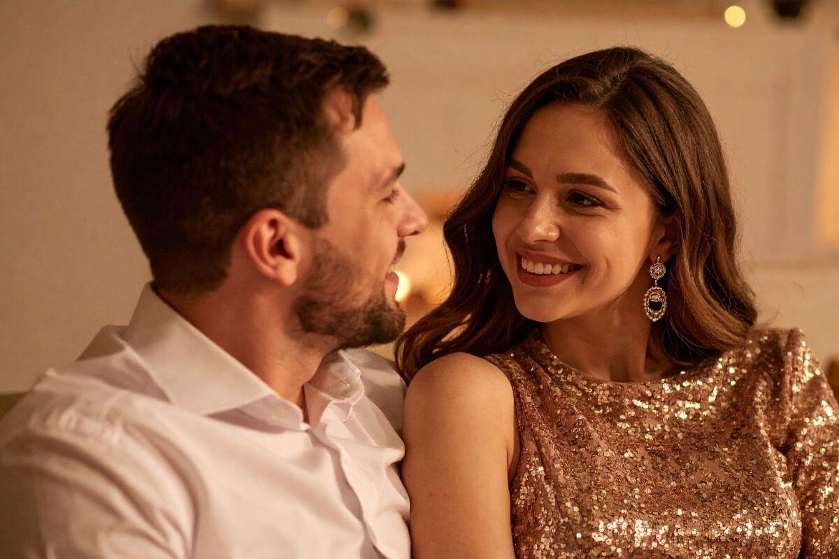 A photo of a couple taking their time. 