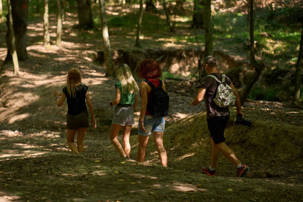 A picture of a family exploring.