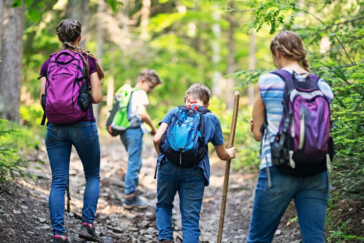 A picture of siblings exploring together.