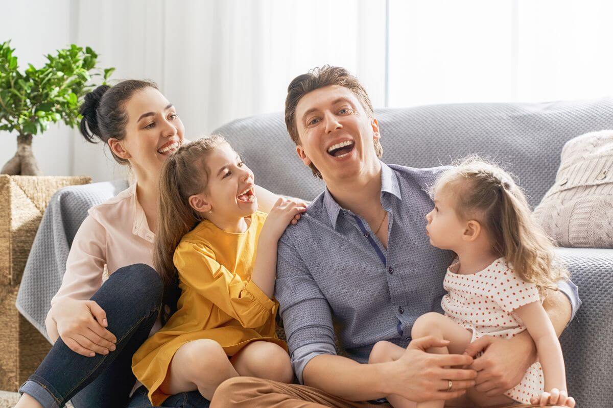 A picture of a happy family.