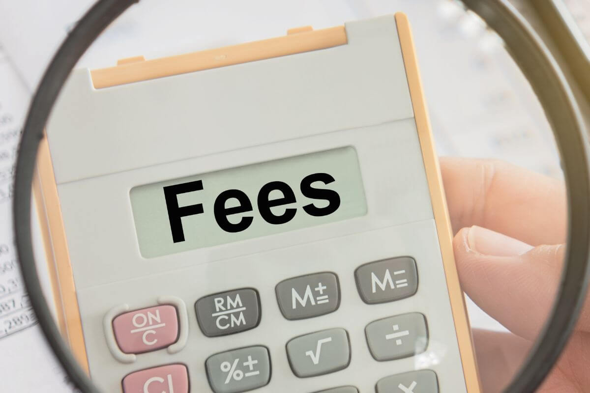A picture shows a magnified fees wording.