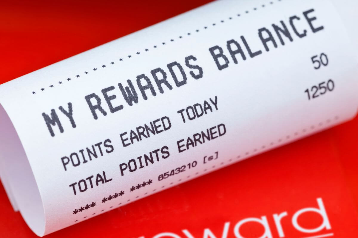 A picture of someone's rewards balance.