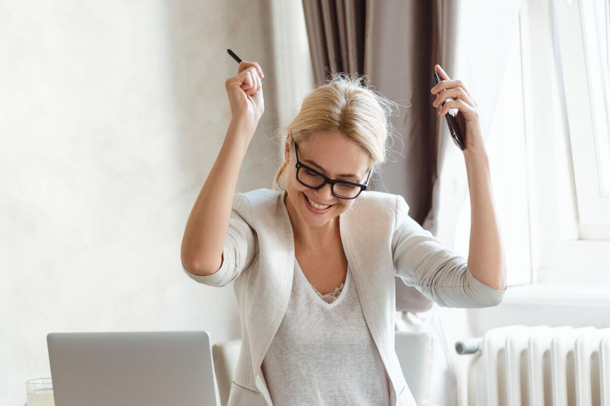 A picture of someone celebrating.