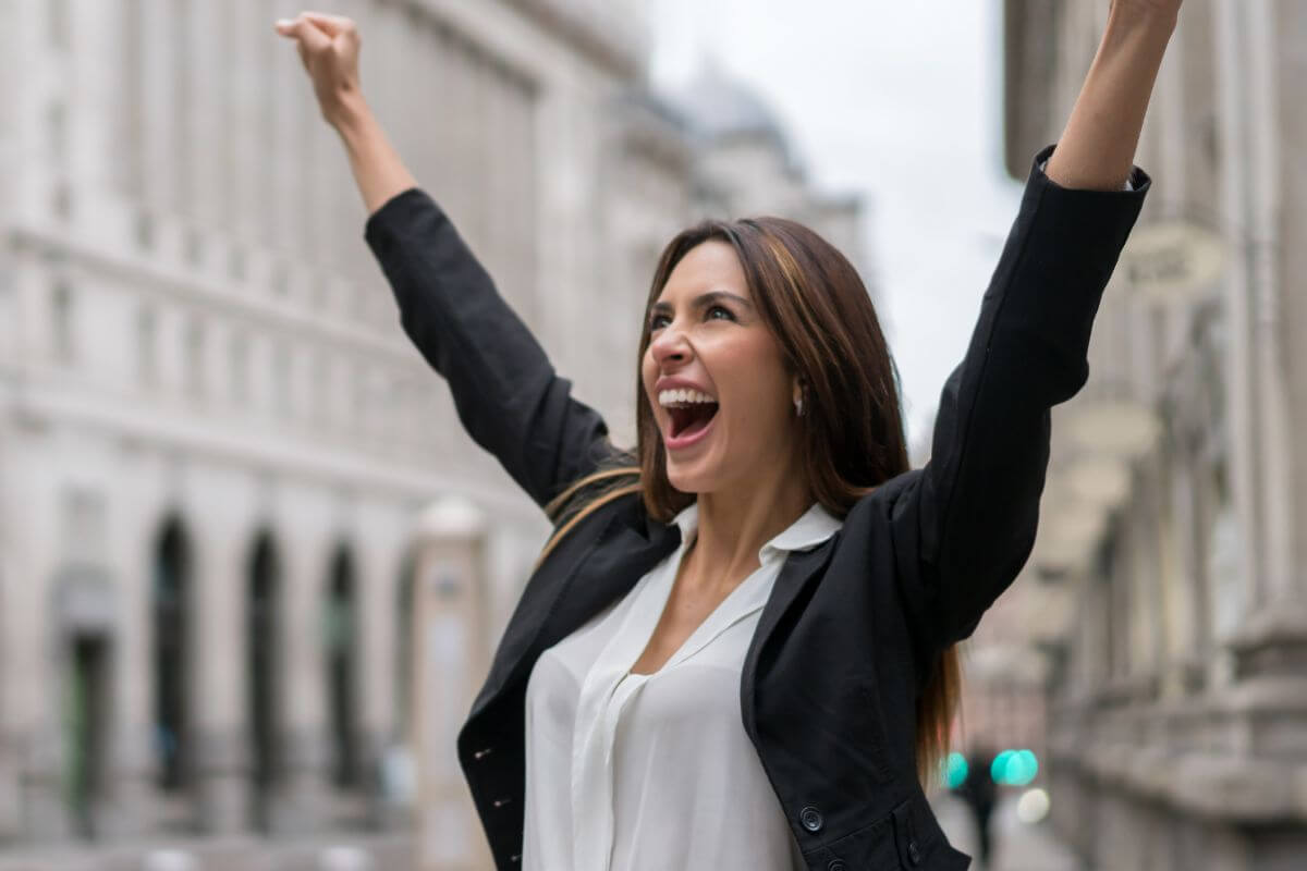 A picture of someone winning in life.