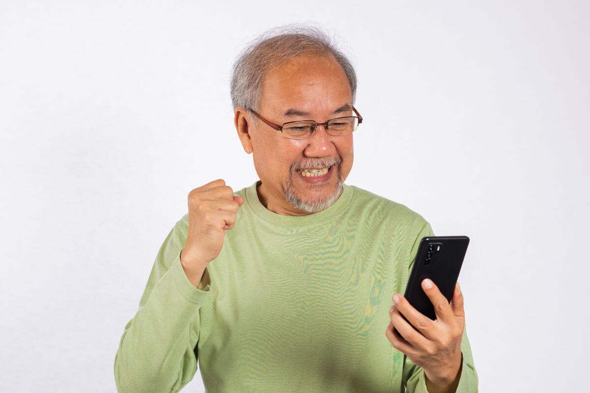 A picture of someone using their phone.