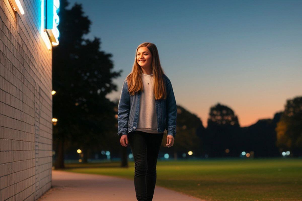 A picture of someone walking.