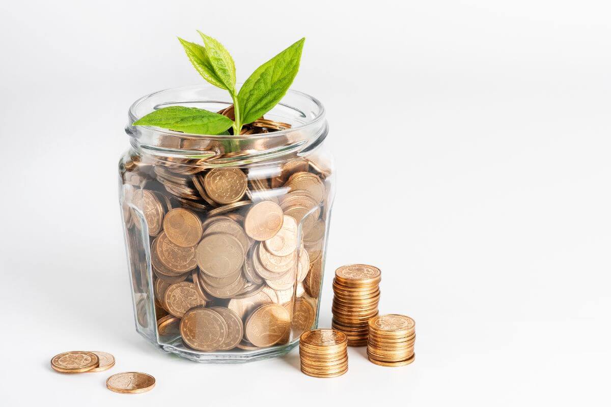 A picture of a full savings jar.