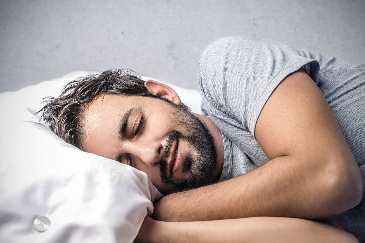 A picture of someone sleeping.