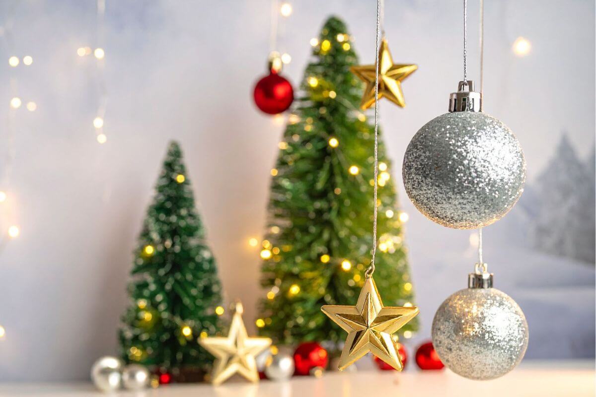 An image shows mini Christmas trees.