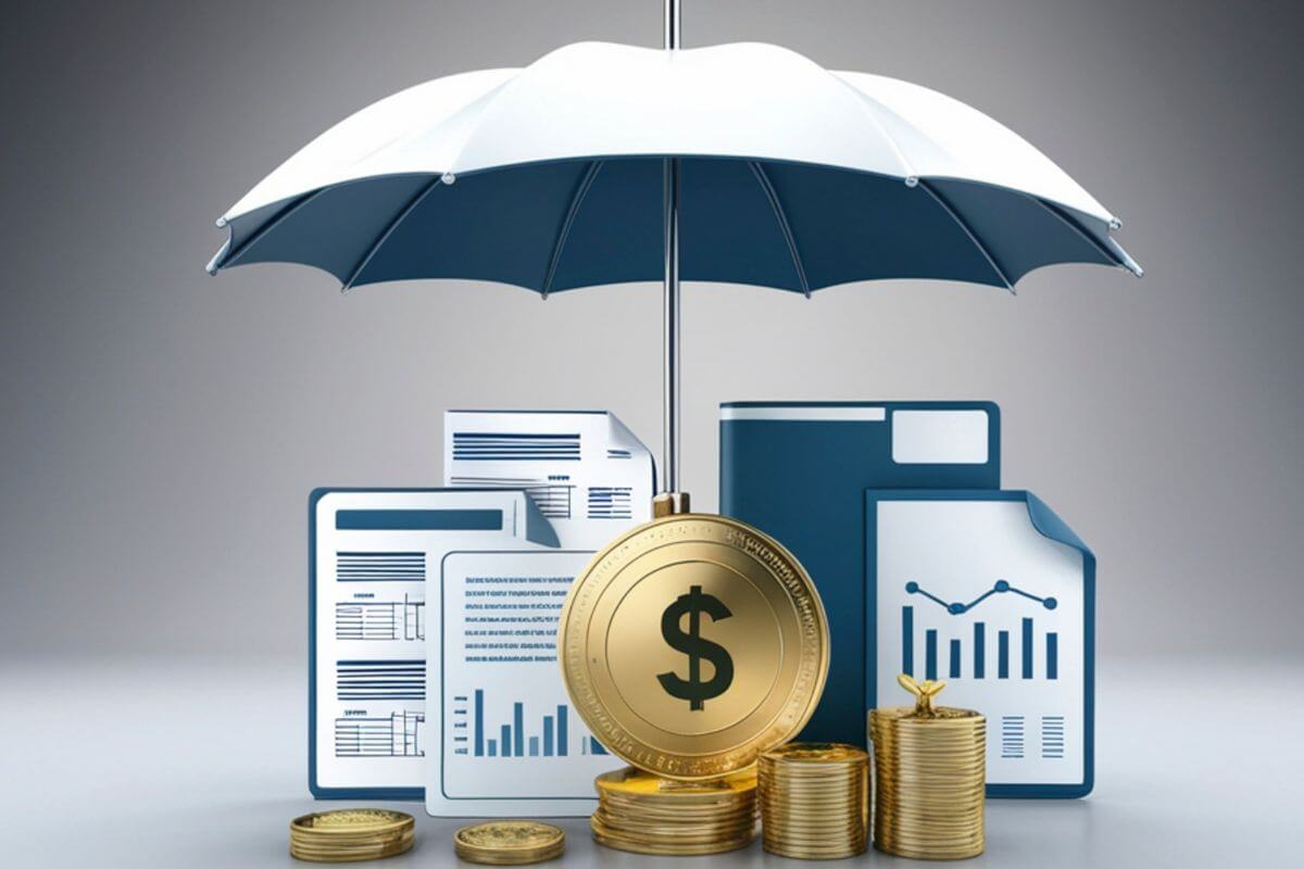 An image shows stacks of coins and graphs.