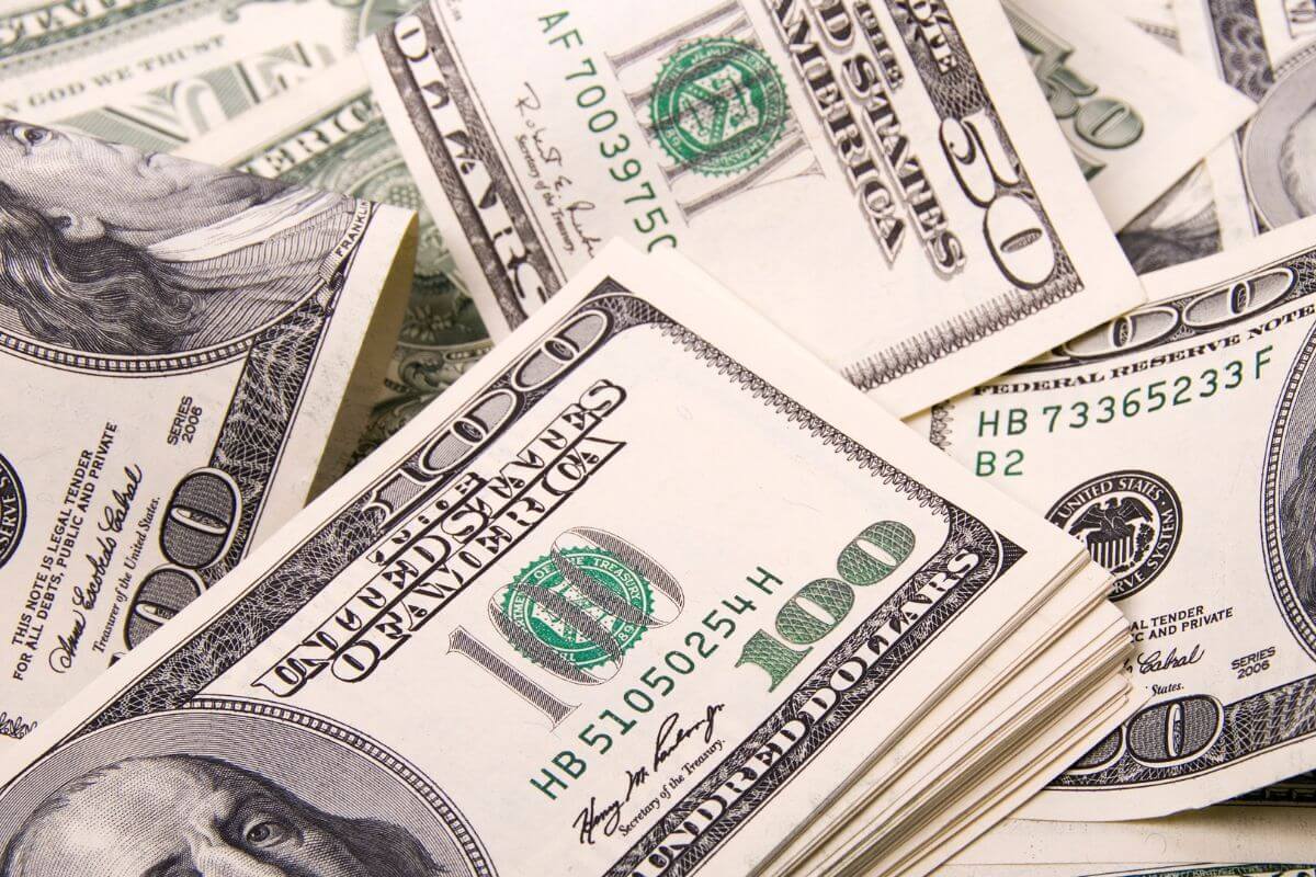 A picture shows dollar bills.