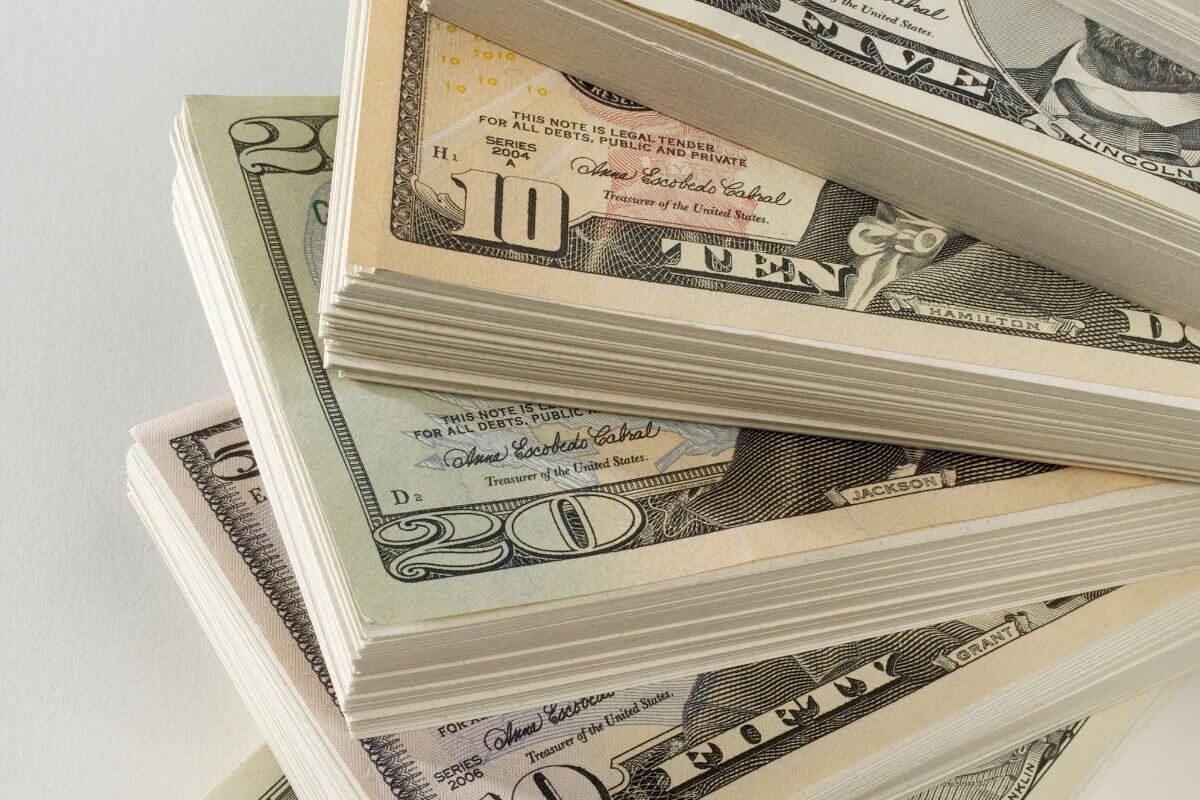 A picture shows dollar bills.