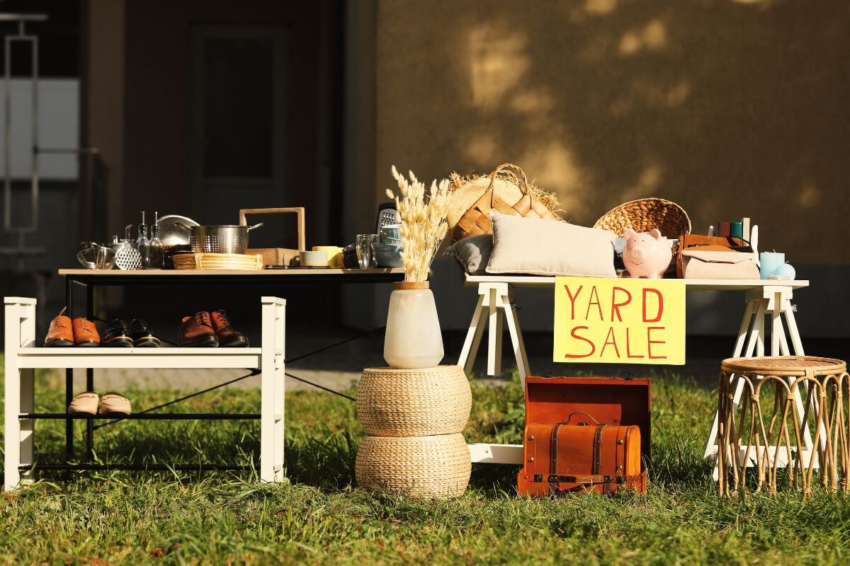 Une photo montre des objets à vendre.