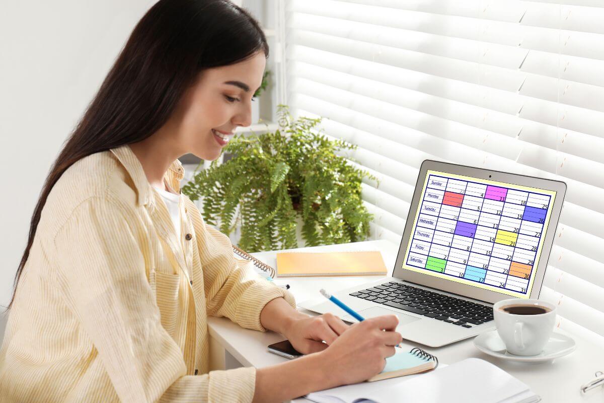 A picture of a woman making a plan.