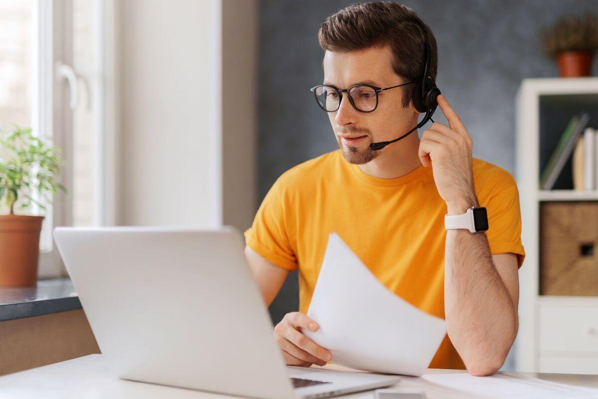 An image of a man working remotely.