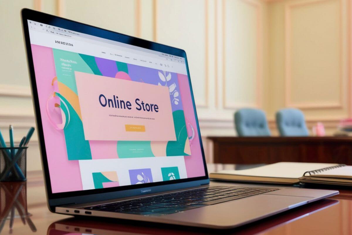 Un ordinateur portable affichant une boutique en ligne.