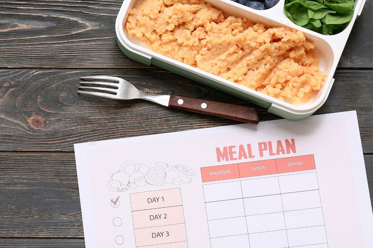 A picture shows a meal plan.