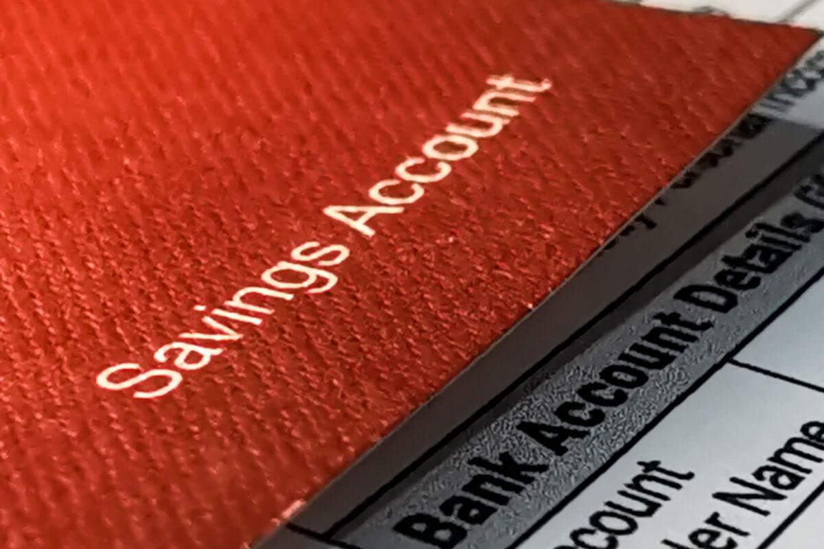An image shows a savings account booklet.