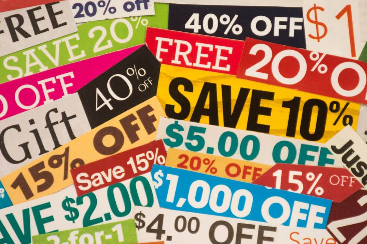 An image shows coupons.