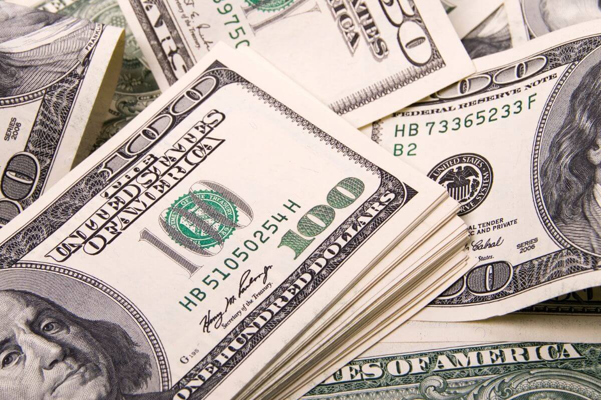 A picture shows dollar bills.