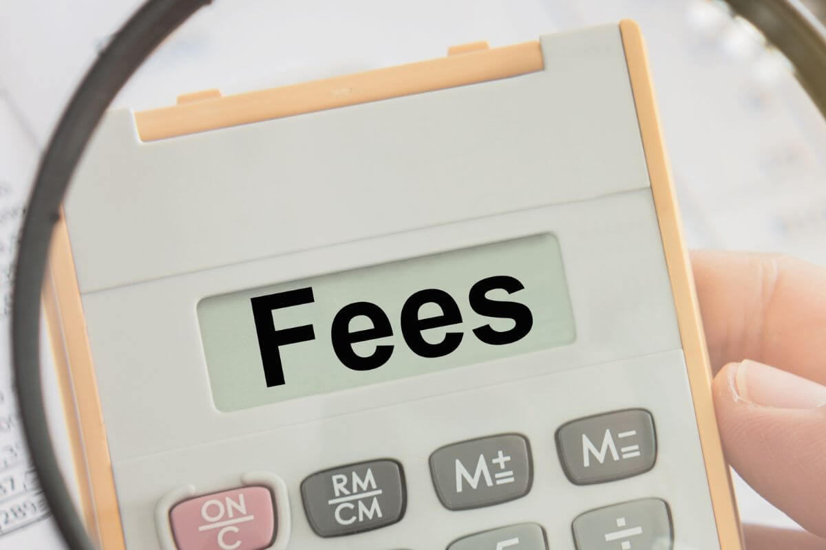 An image of a magnified fees wording.