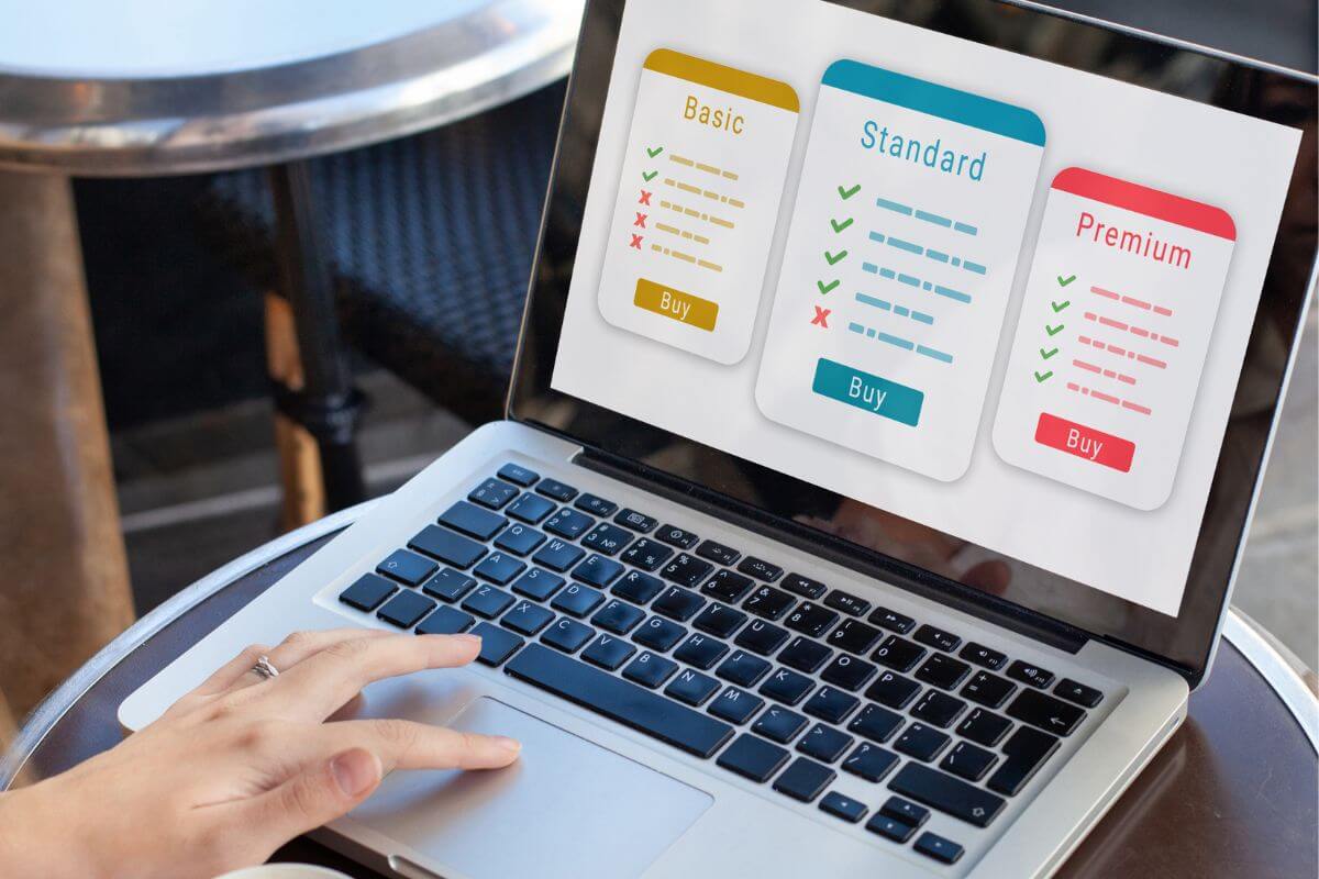 A picture of a woman using a laptop.