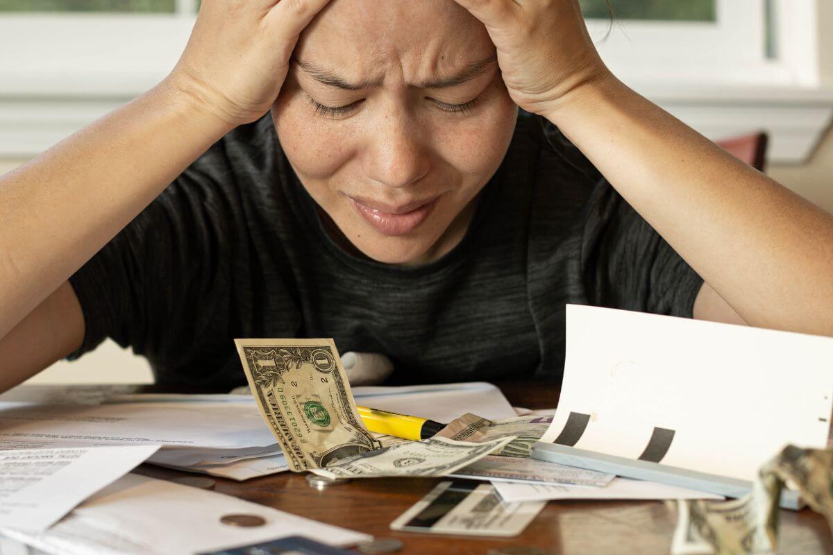 A picture shows a frustrated woman.