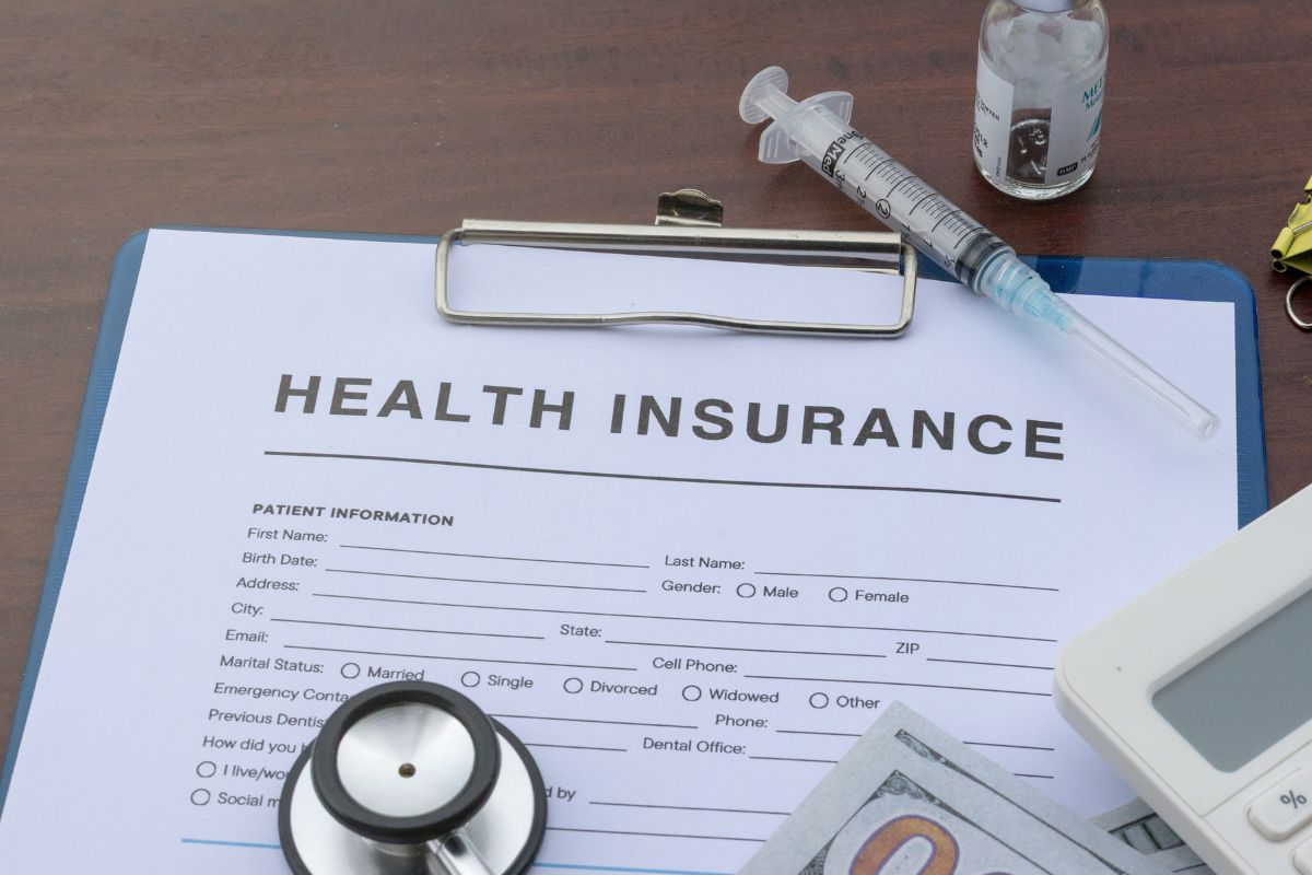 A picture shows a health insurance form.