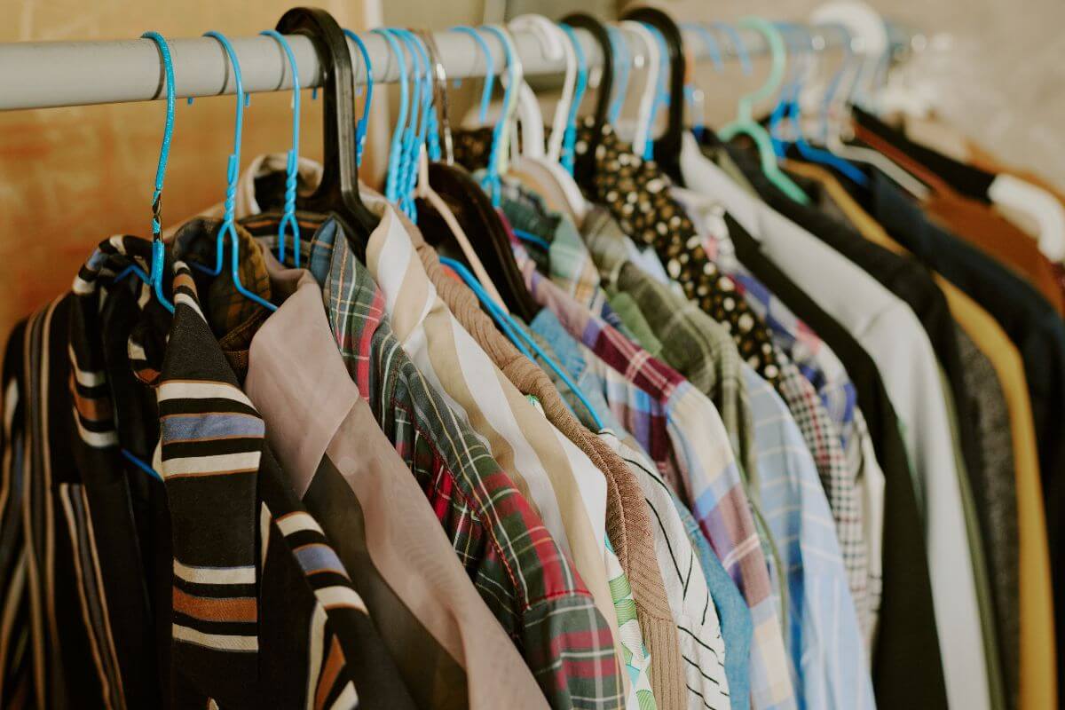 A picture shows hanging clothes.