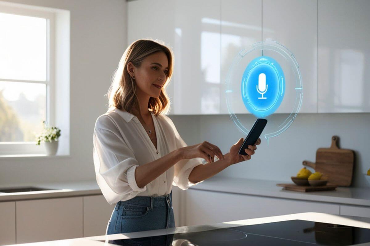 A picture of a woman asking for assistance with AI.