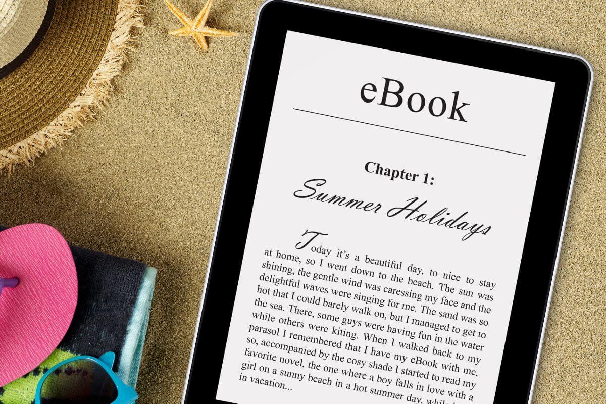A picture of a tablet with an eBook content.