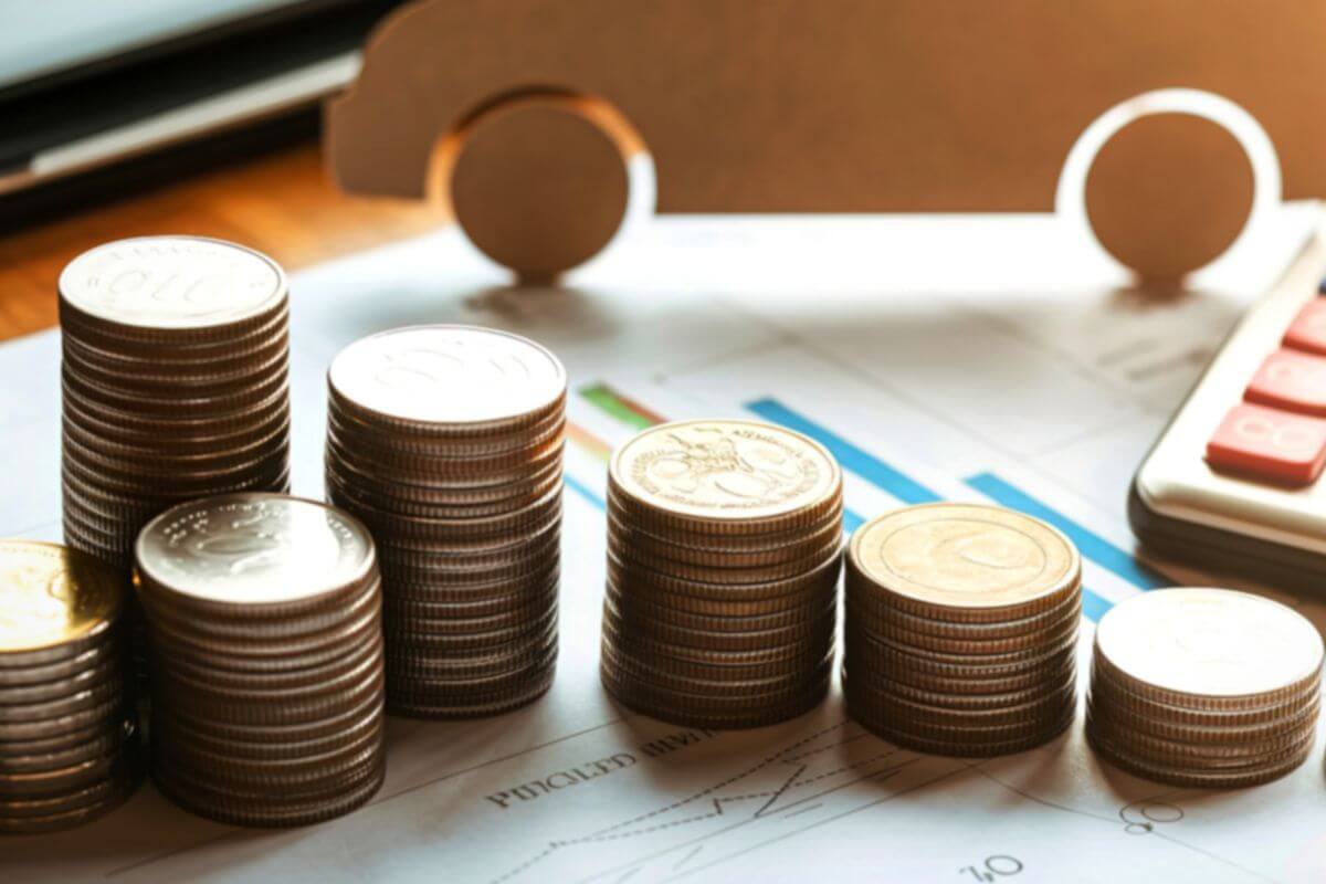 A picture shows stocks of coins.