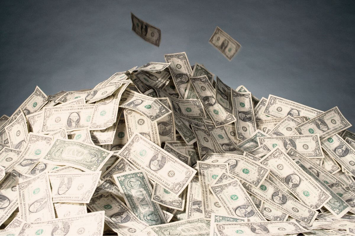 An image shows a pile of money.