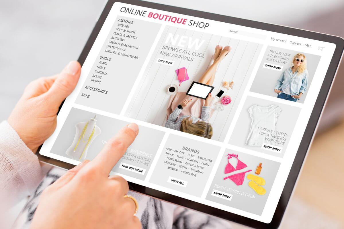 An image of a woman shopping online.