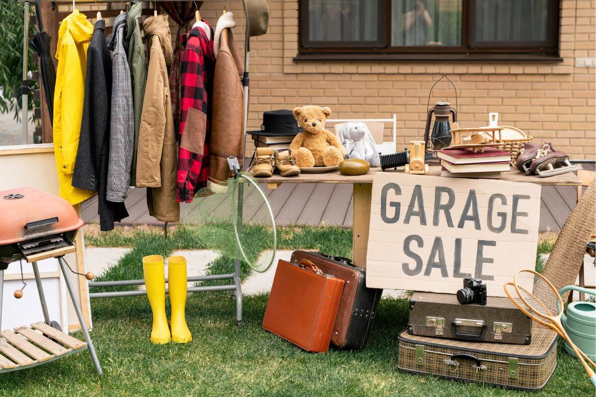 An image of unused stuff at a garage sale.