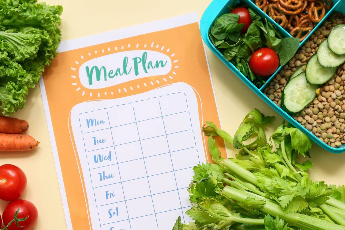 An image shows a meal plan schedule.