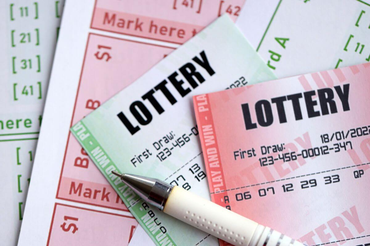 A picture shows lottery tickets.