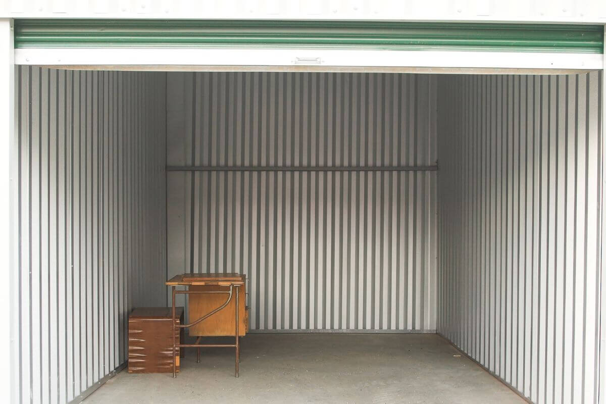 A picture shows an empty storage unit.