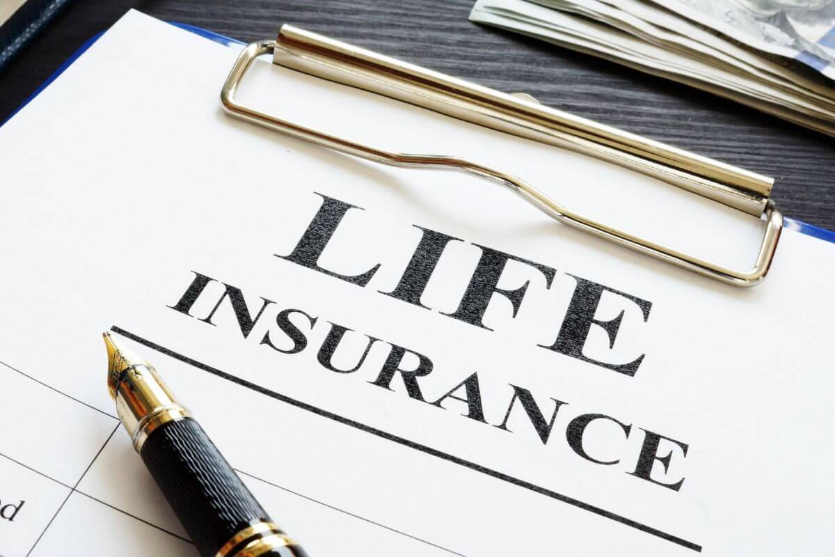 An image of a paper with life insurance wording.