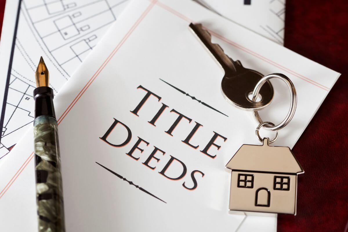 An image shows a document for title deeds.